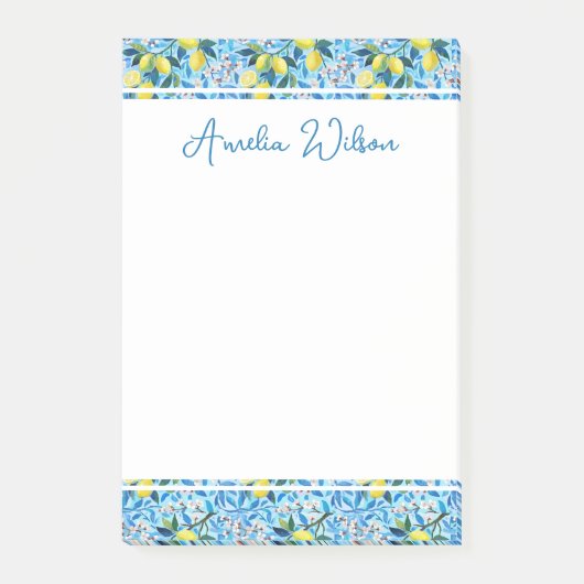 Beautiful Pattern of Vibrant Lemons Personalized Post-it® Notes (Voorkant)