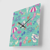 Beautiful Pattern With Summer Elements Vierkante Klok (Hoek)