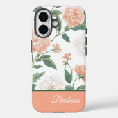 Beautiful Peach Floral Personalized Name Case-Mate iPhone Case (Achterkant)