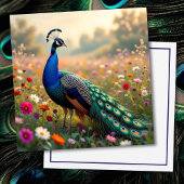 Beautiful Peacock in Field of Flowers  Kaart