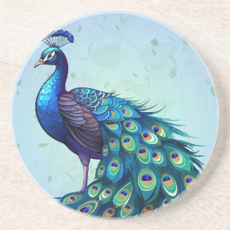 Beautiful Peacock Round Zandsteen Onderzetter