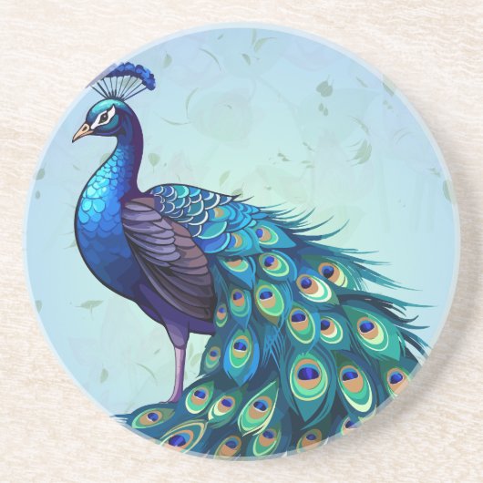 Beautiful Peacock Round Zandsteen Onderzetter (Voorkant)