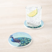 Beautiful Peacock Round Zandsteen Onderzetter (Zijkant)