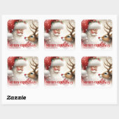 Beautiful Personalized Santa and Rudolph Holiday Vierkante Sticker (Vel)