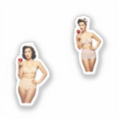 beautiful pin up and red love apples in swimsuits sticker (Voorkant)