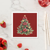 Beautiful Pine Tree Red Christmas  Servet (Insitu)