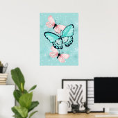 Beautiful Pink and Blue Butterflies Poster (Thuiskantoor)