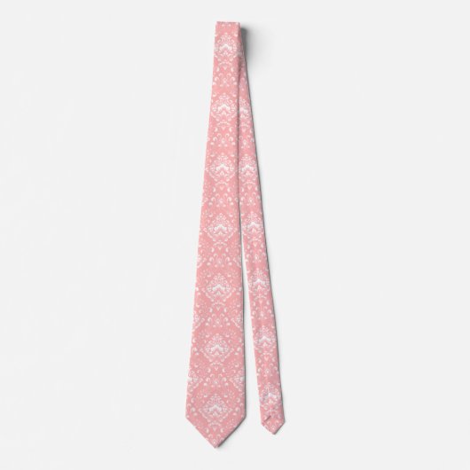 Beautiful pink and white floral damask pattern stropdas (Voorkant)