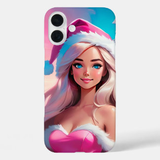 Beautiful Pink Christmas Girl 01 iPhone 16 Plus Hoesje