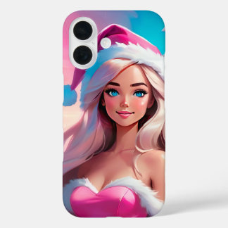 Beautiful Pink Christmas Girl 01 iPhone 16 Hoesje