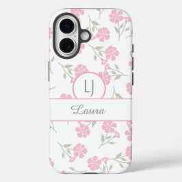 Beautiful Pink Floral Personalized  iPhone 16 Hoesje