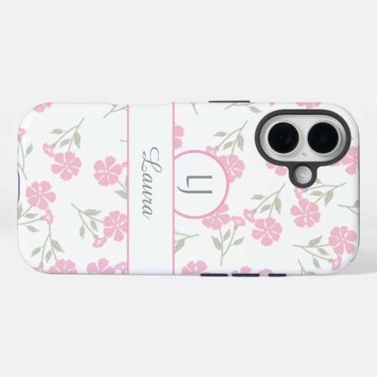 Beautiful Pink Floral Personalized  Case-Mate iPhone Case (Achterkant (horizontaal))