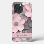 Beautiful Pink-Gray 3D Poppies Floral Case-Mate iPhone Case (Achterkant)