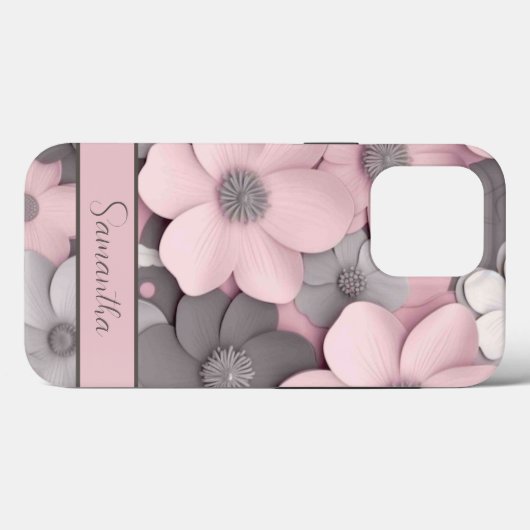 Beautiful Pink-Gray 3D Poppies Floral Case-Mate iPhone Case (Achterkant (horizontaal))