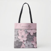 Beautiful Pink-Gray 3D Poppies Floral Tote Bag (Voorkant)