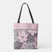 Beautiful Pink-Gray 3D Poppies Floral Tote Bag (Achterkant)