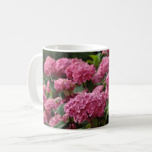 Beautiful pink hydrangea flowers koffiemok (Voorkant links)