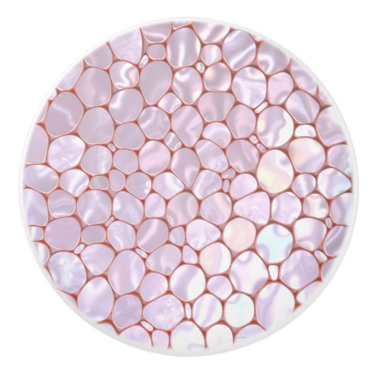 Beautiful pink pebble and mother of pearl inspired keramische knop (Voorkant)