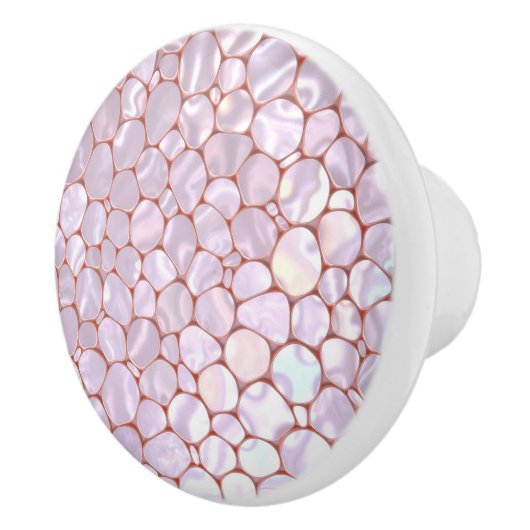 Beautiful pink pebble and mother of pearl inspired keramische knop (Rechts)