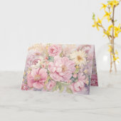 Beautiful pink peonies folded greeting card kaart (Gele Bloem)