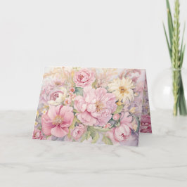 Beautiful pink peonies folded greeting card kaart