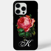 BEAUTIFUL PINK ROSE MONOGRAM, zwart Case-Mate iPhone Case (Achterkant)