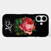 BEAUTIFUL PINK ROSE MONOGRAM, zwart Case-Mate iPhone Case (Achterkant (horizontaal))