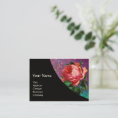 BEAUTIFUL PINK ROSE, RED WAX SEAL IN GOLD SPARKLES VISITEKAARTJE (Staand voorkant)