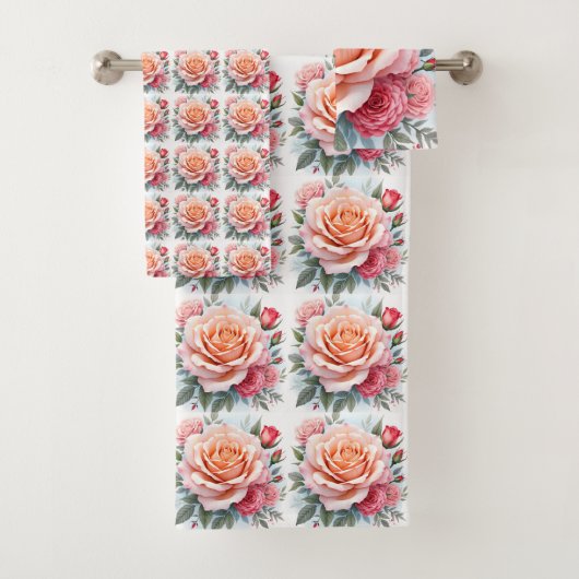 Beautiful Pink Roses Luxury Modern Collection Bad Handdoek (Insitu)