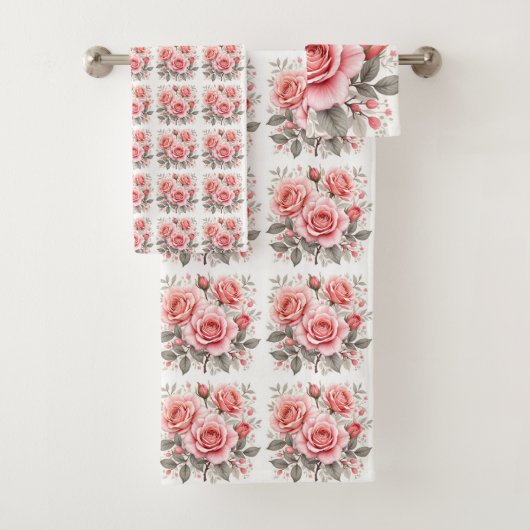 Beautiful Pink Roses Luxury Popular Collection Bad Handdoek (Insitu)