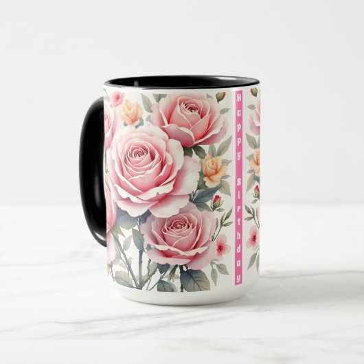 Beautiful Pink Roses Luxury Trendy Collection Mok (Voorkant links)