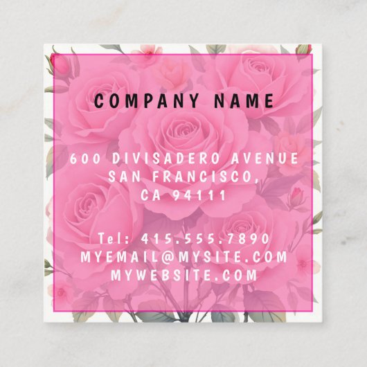 Beautiful Pink Roses Luxury Trendy Collection Vierkante Visitekaartje (Achterkant)