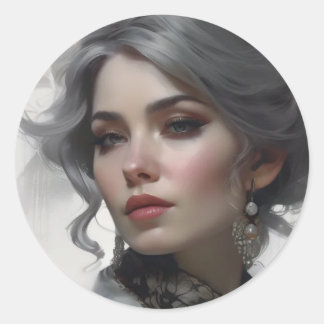 Beautiful portret van Victorian woman Ronde Sticker