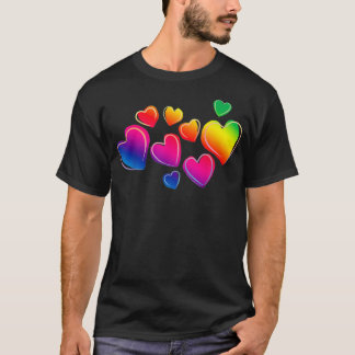 Beautiful Pride Floating Rainbow Hearts  LGBTQ  T-shirt