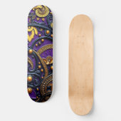 Beautiful Purple Black Gold Floral Abstract Persoonlijk Skateboard (Voorkant)