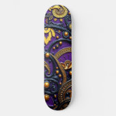 Beautiful Purple Black Gold Floral Abstract Persoonlijk Skateboard (Voorkant)