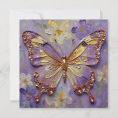 Beautiful Purple Butterfly and Flowers Blank Kaart (Voorkant)