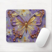 Beautiful Purple Butterfly and Flowers Muismat (Met muis)