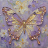 Beautiful Purple Butterfly and Flowers Sticker (Voorkant)