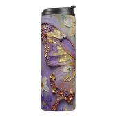 Beautiful Purple Butterfly and Flowers Thermosbeker (Gedraaid links)