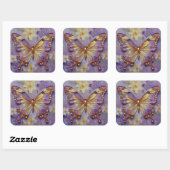 Beautiful Purple Butterfly and Flowers Vierkante Sticker (Vel)