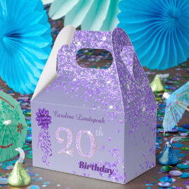 Beautiful Purple Glitter Ribbon 20th Birthday Bedankdoosjes