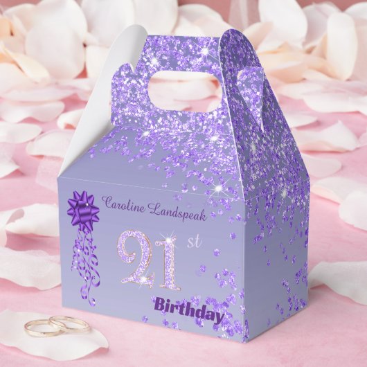 Beautiful Purple Glitter Ribbon 21st Birthday Bedankdoosjes (Huwelijk)