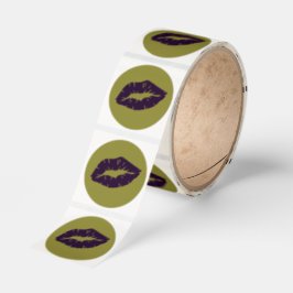 Beautiful Purple Lipstick Kiss Isolated Ronde Sticker