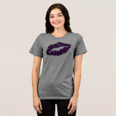 Beautiful Purple Lipstick Kiss Isolated Tri-Blend Shirt (Voorkant volledig)
