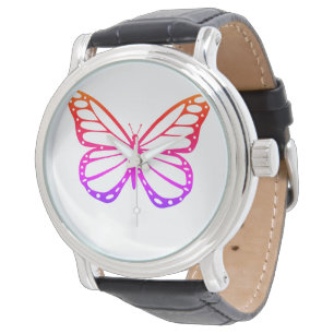 Beautiful Purple Orange Butterfly Horloge