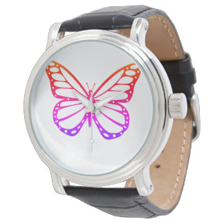 Beautiful Purple Orange Butterfly Horloge