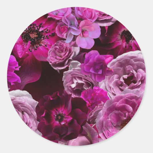 Beautiful Purple Rose Collage Ronde Sticker (Voorkant)