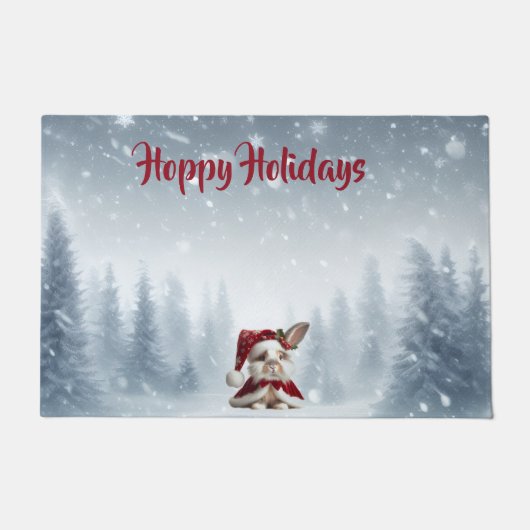 Beautiful Rabbit Christmas Deurmat (Voorkant)