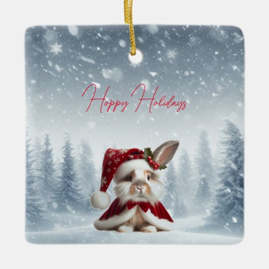 Beautiful Rabbit Christmas Keramisch Ornament (Voorkant)